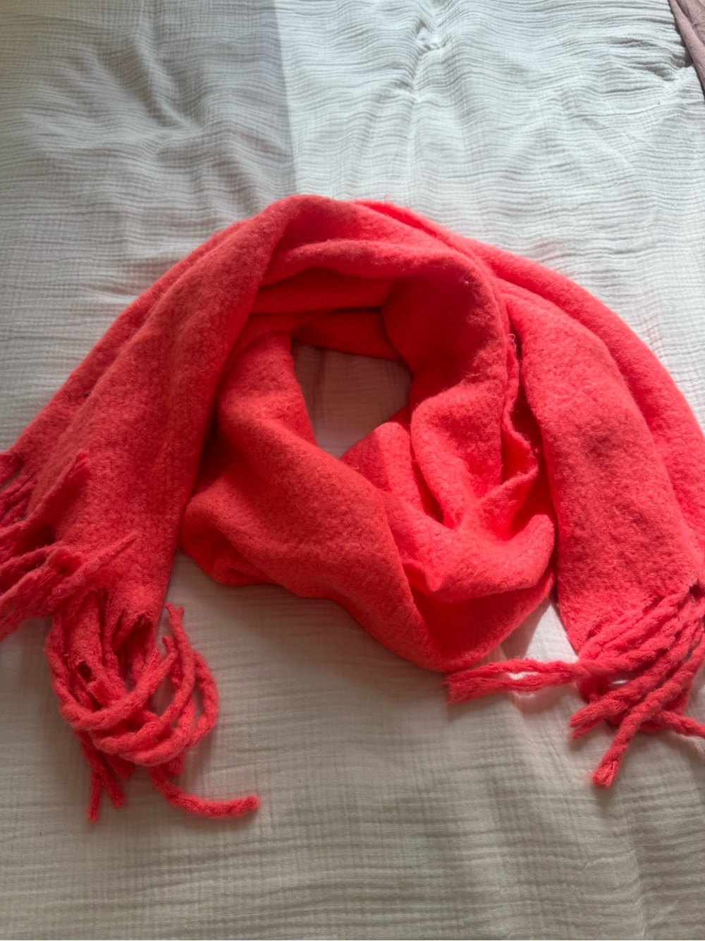 Urban Outfitters chunky neon pink scarf